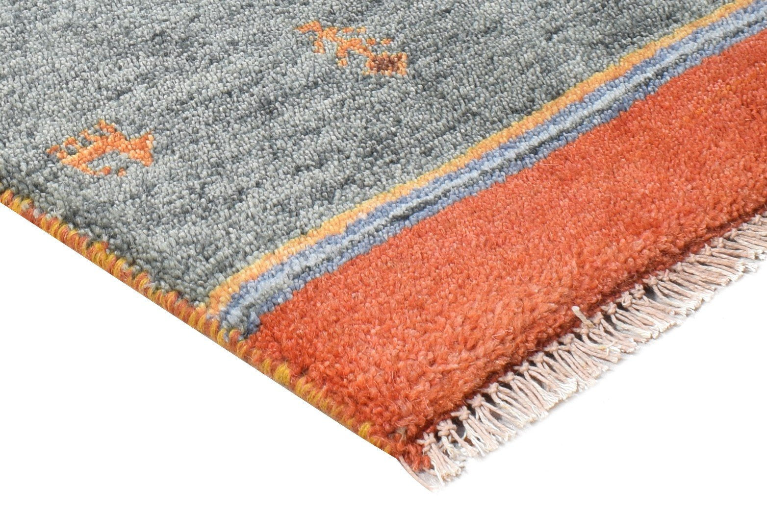 Hand Knotted Grey Wool Rug 1' X 2' Persian Southwestern Tribal Small Carpet   7865180749973
