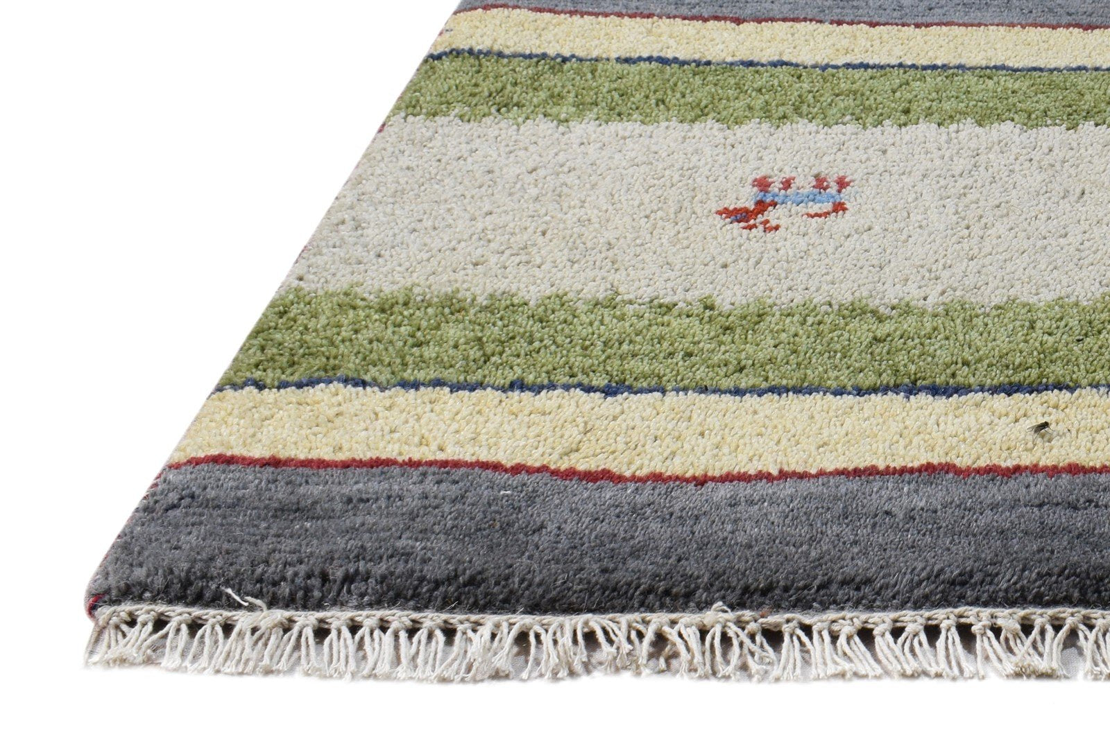 Hand Knotted Grey Wool Rug 1' X 2' Persian Southwestern Tribal Small Carpet   7865182224533