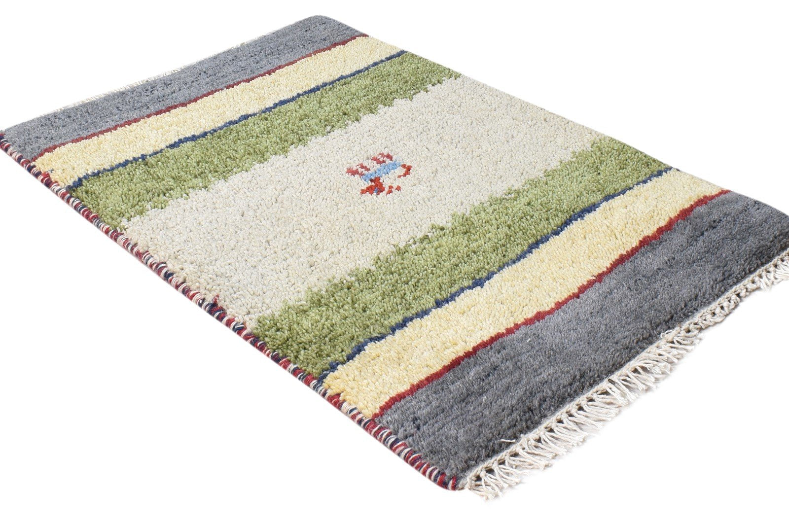 Hand Knotted Grey Wool Rug 1' X 2' Persian Southwestern Tribal Small Carpet   7865182224533