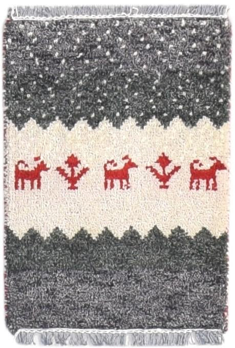 Hand Knotted Grey Wool Rug 1' X 2' Persian Southwestern Tribal Small Carpet   7865183174805