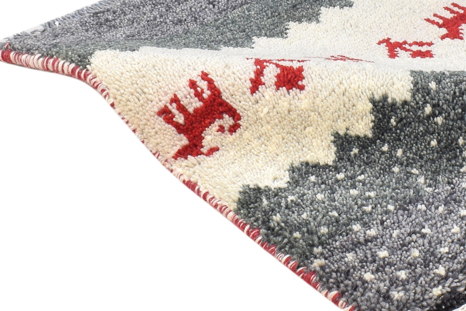 Hand Knotted Grey Wool Rug 1' X 2' Persian Southwestern Tribal Small Carpet   7865183174805