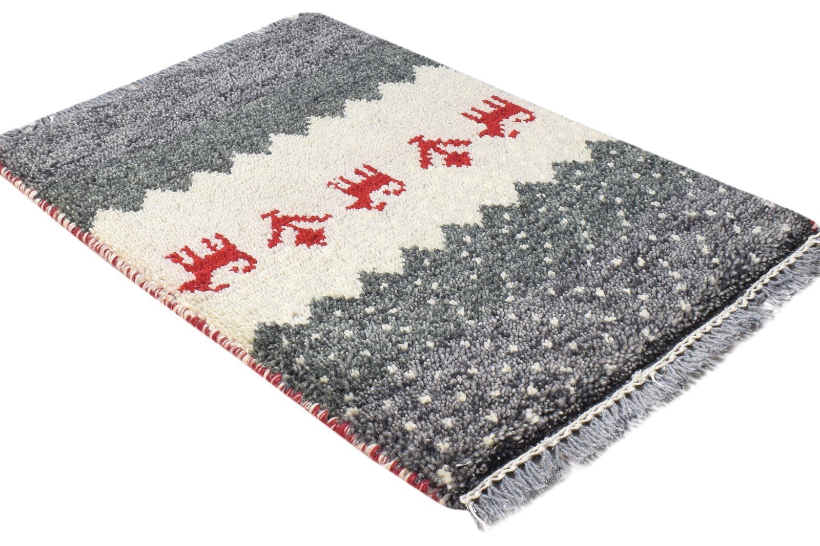 Hand Knotted Grey Wool Rug 1' X 2' Persian Southwestern Tribal Small Carpet   7865183174805