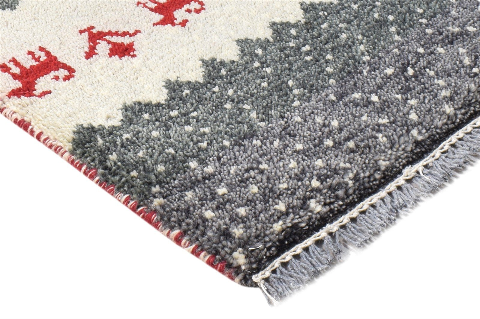 Hand Knotted Grey Wool Rug 1' X 2' Persian Southwestern Tribal Small Carpet   7865183174805