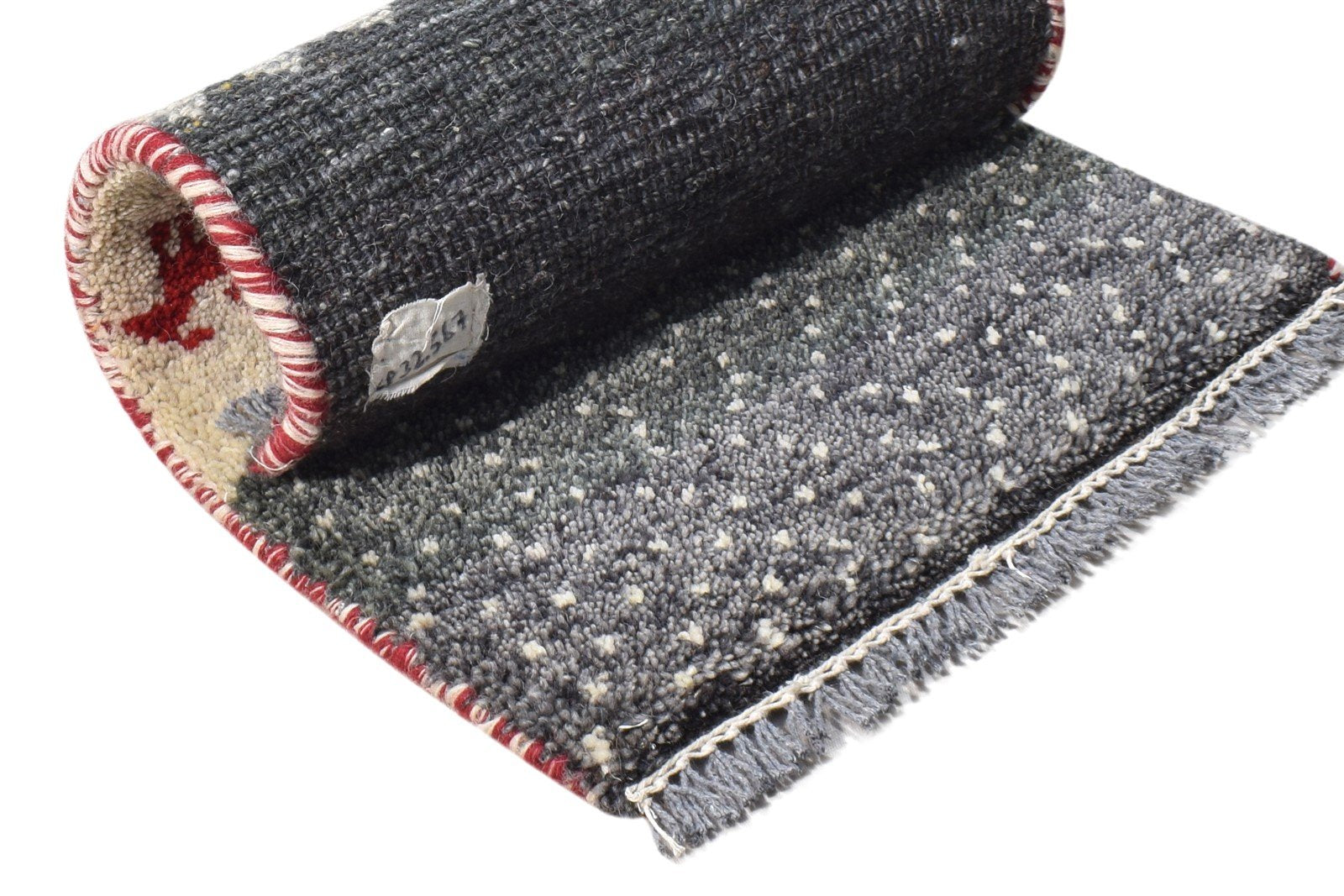 Hand Knotted Grey Wool Rug 1' X 2' Persian Southwestern Tribal Small Carpet   7865183174805