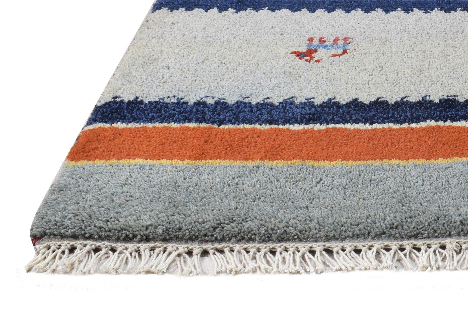 Hand Knotted Grey Wool Rug 1' X 2' Southwestern American Tribal Small Carpet   7865091162261