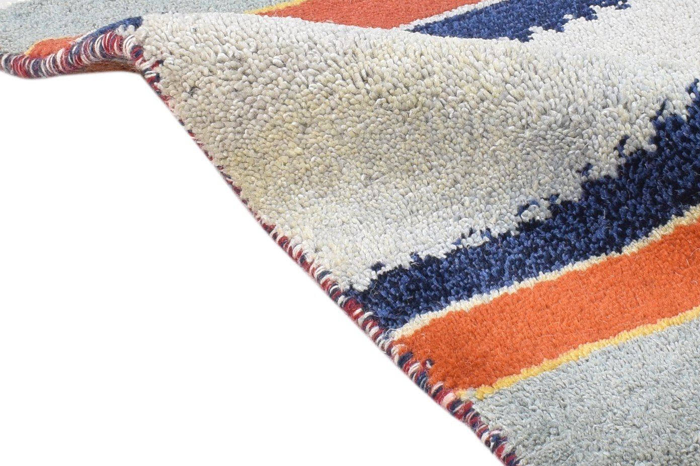 Hand Knotted Grey Wool Rug 1' X 2' Southwestern American Tribal Small Carpet   7865091162261