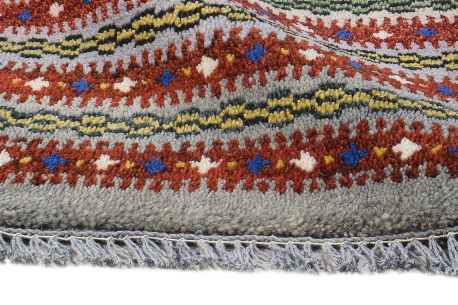 Hand Knotted Grey Wool Rug 1' X 2' Southwestern Gabbeh Tribal Small Carpet   7865099976853