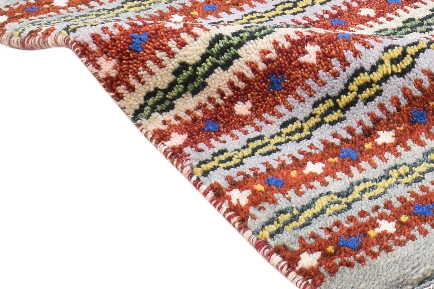Hand Knotted Grey Wool Rug 1' X 2' Southwestern Gabbeh Tribal Small Carpet   7865099976853