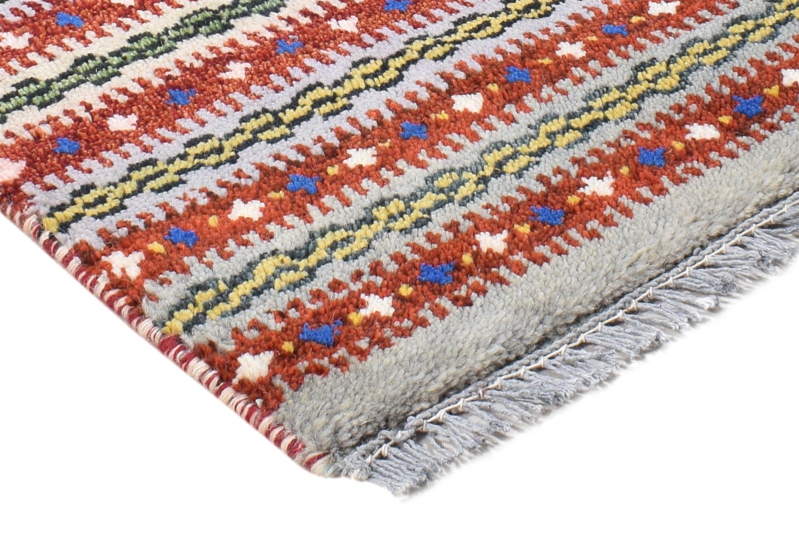 Hand Knotted Grey Wool Rug 1' X 2' Southwestern Gabbeh Tribal Small Carpet   7865099976853