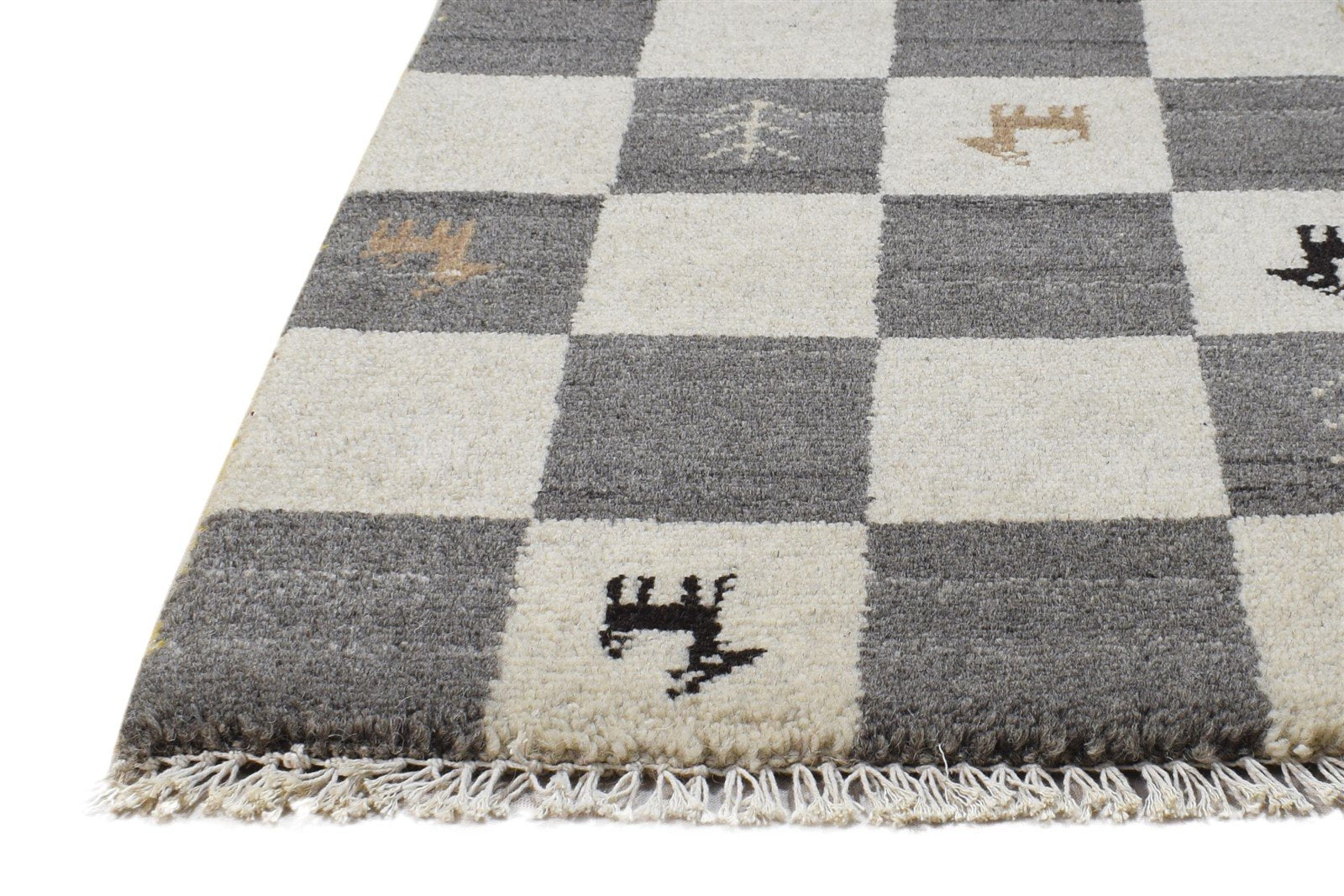 Hand Knotted Grey Wool Rug 2' X 2' Southwestern Gabbeh Tribal Small Carpet   7865101713557