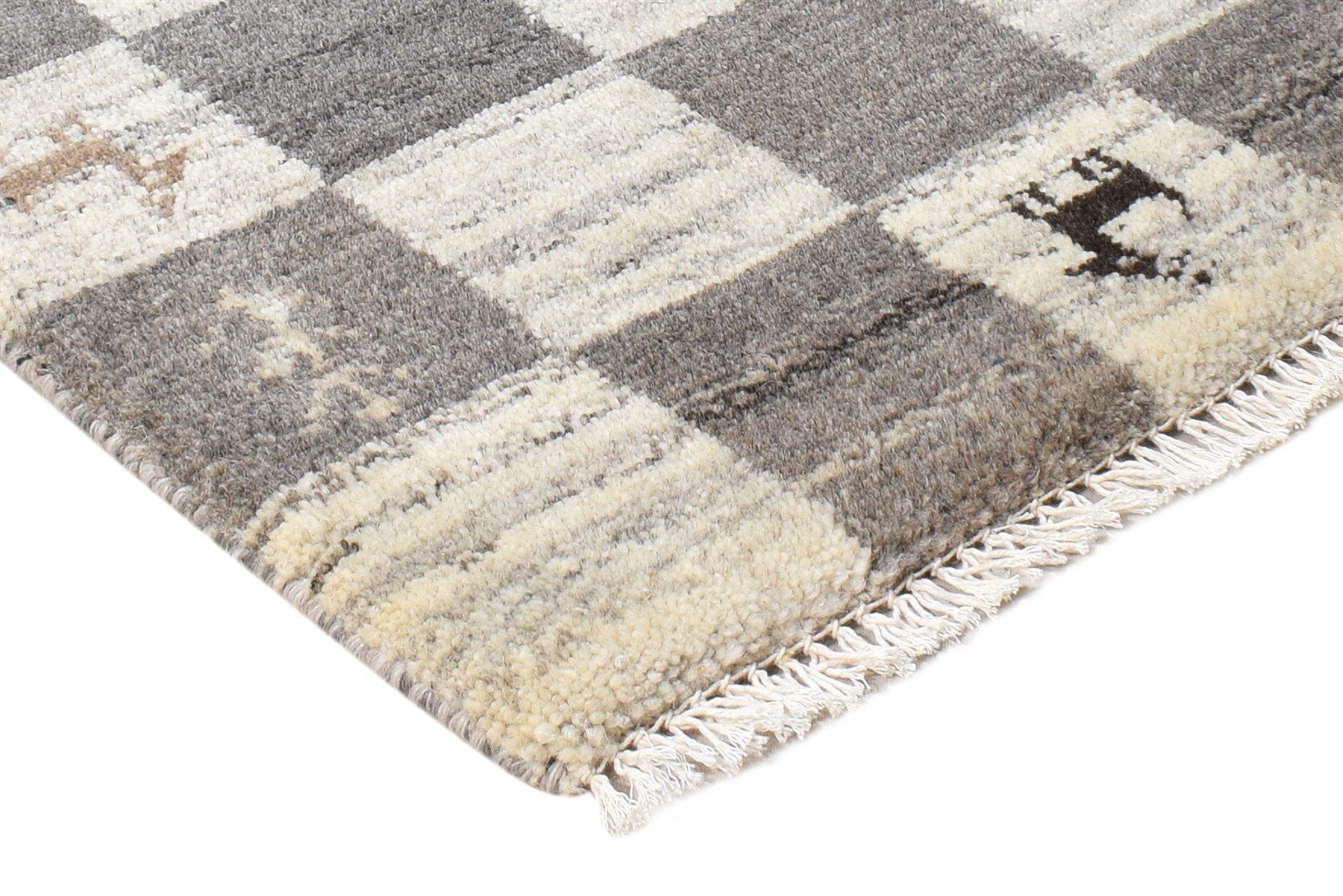Hand Knotted Grey Wool Rug 2' X 2' Southwestern Gabbeh Tribal Small Carpet   7865102631061