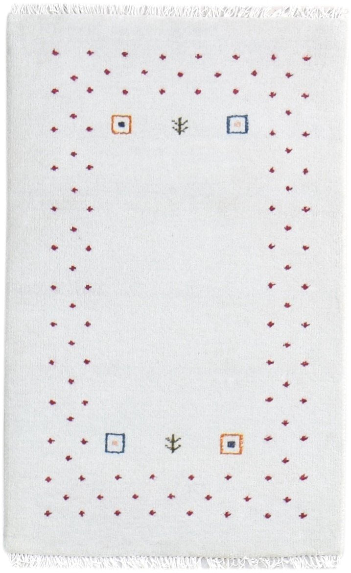 Hand Knotted Grey Wool Rug 2' X 3' Modern Scandinavian Bordered Small Carpet   7865064751253