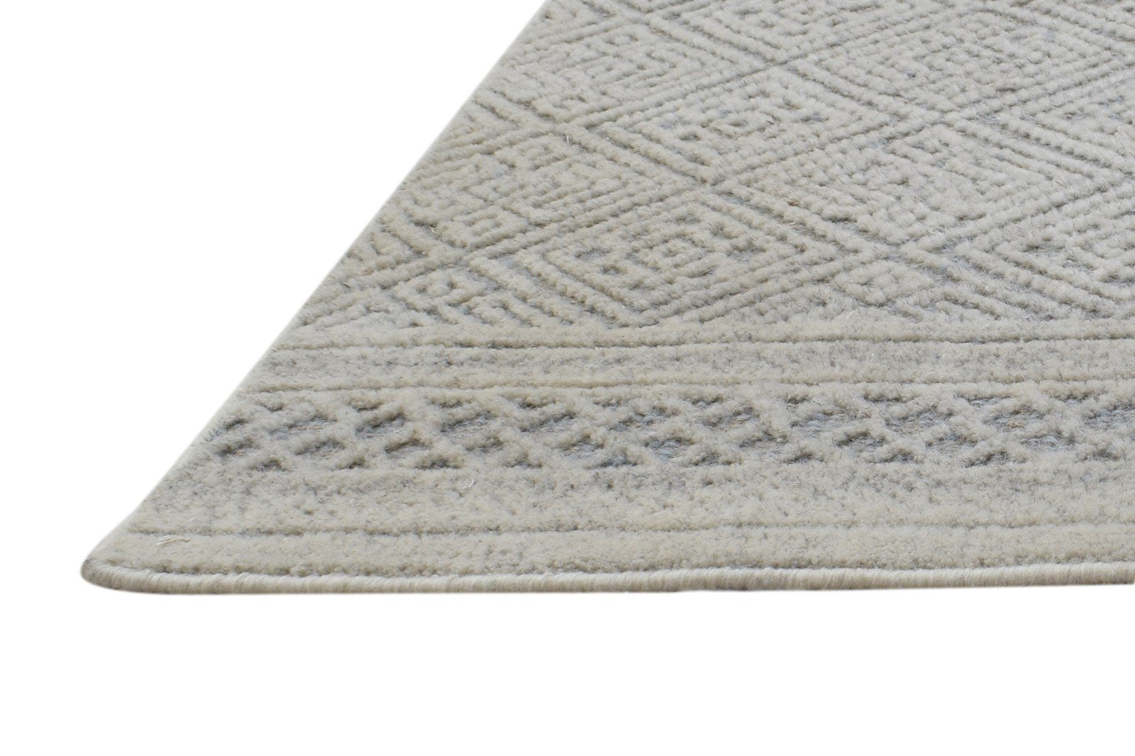 Hand Knotted Grey Wool Rug 2' X 3' Modern Scandinavian Geometric Small Carpet   7864332681365