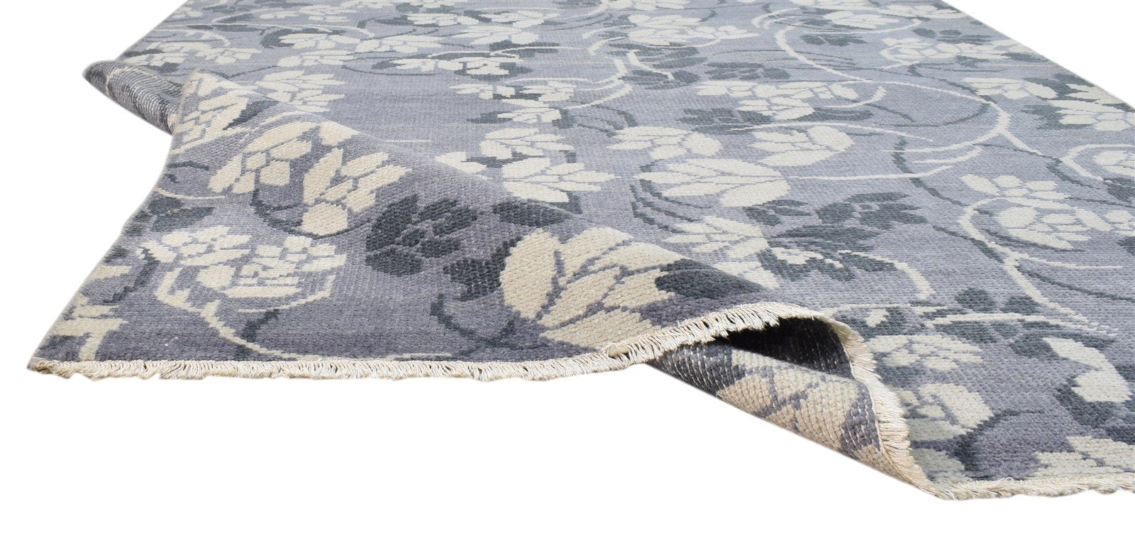 Hand Knotted Grey Wool Rug 5' X 6' Persian Indian Floral Room Size Carpet   7860678754453
