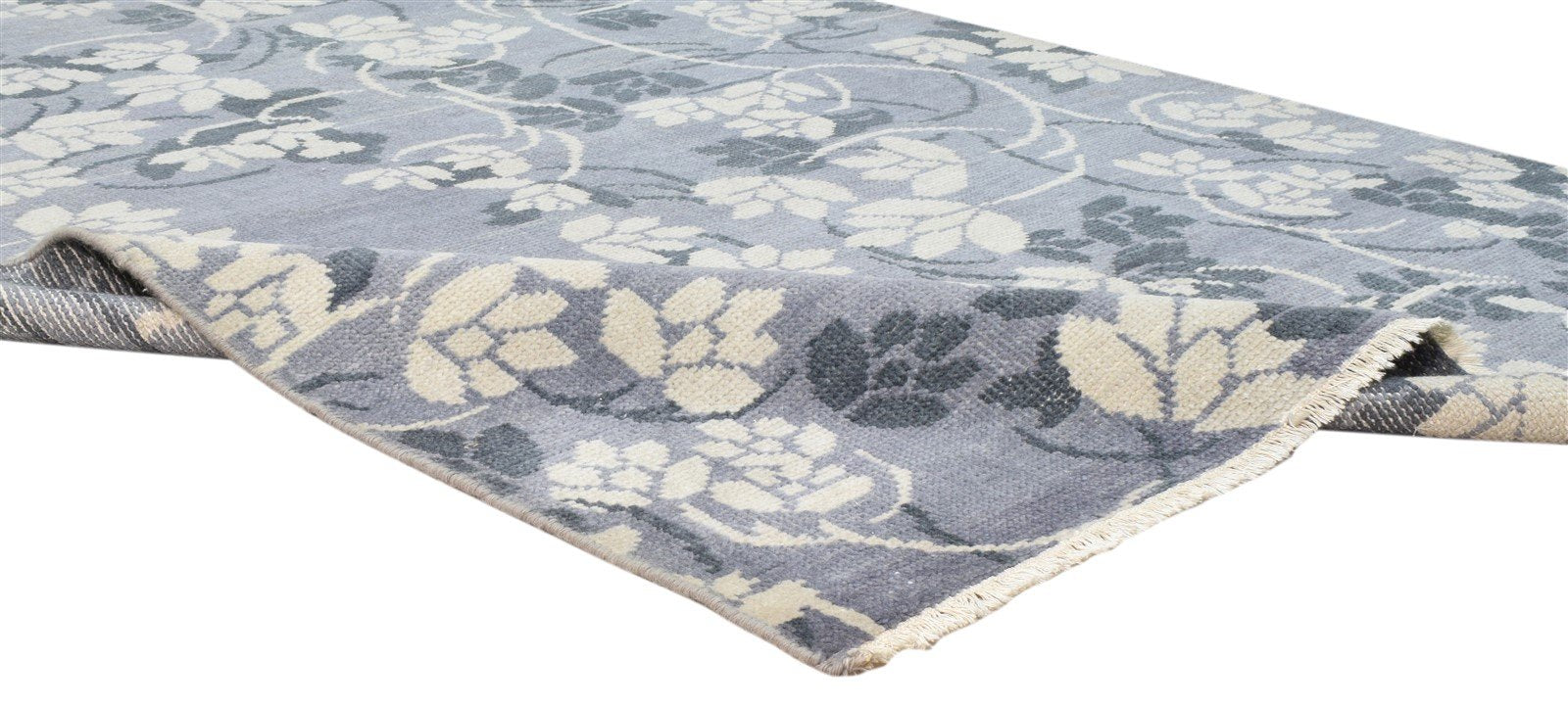 Hand Knotted Grey Wool Rug 5' X 6' Persian Indian Floral Room Size Carpet   7860678754453
