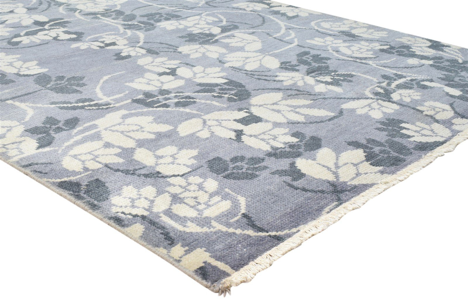 Hand Knotted Grey Wool Rug 5' X 6' Persian Indian Floral Room Size Carpet   7860678754453