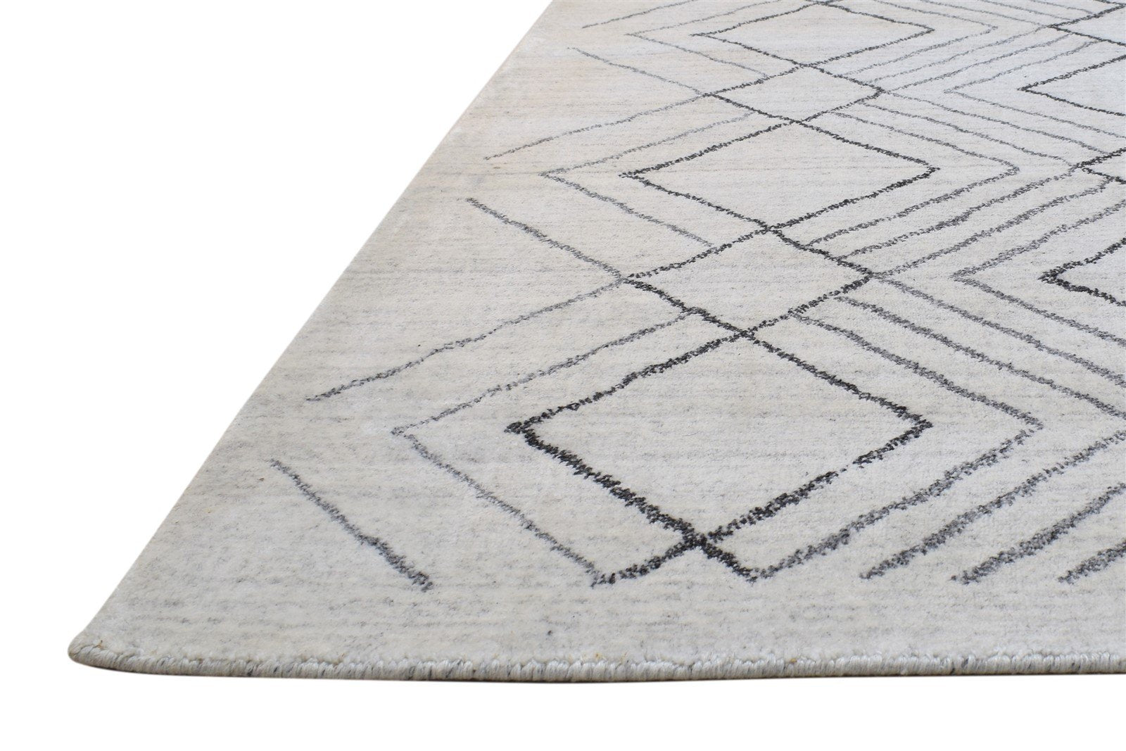 Hand Knotted Grey Wool Rug 5' X 8' Modern Moroccan Geometric Room Size Carpet   7864771543189