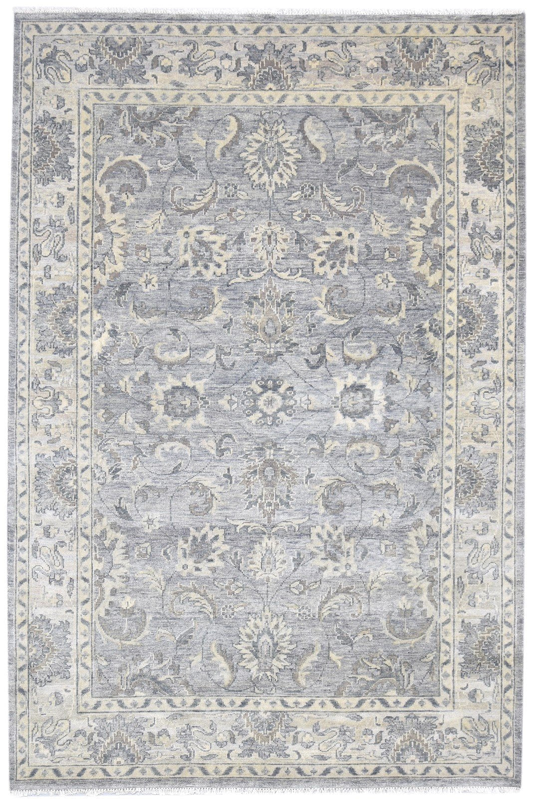 Hand Knotted Grey Wool Rug 6' X 9' Persian Kashan Oriental Room Size Carpet   7864102355093