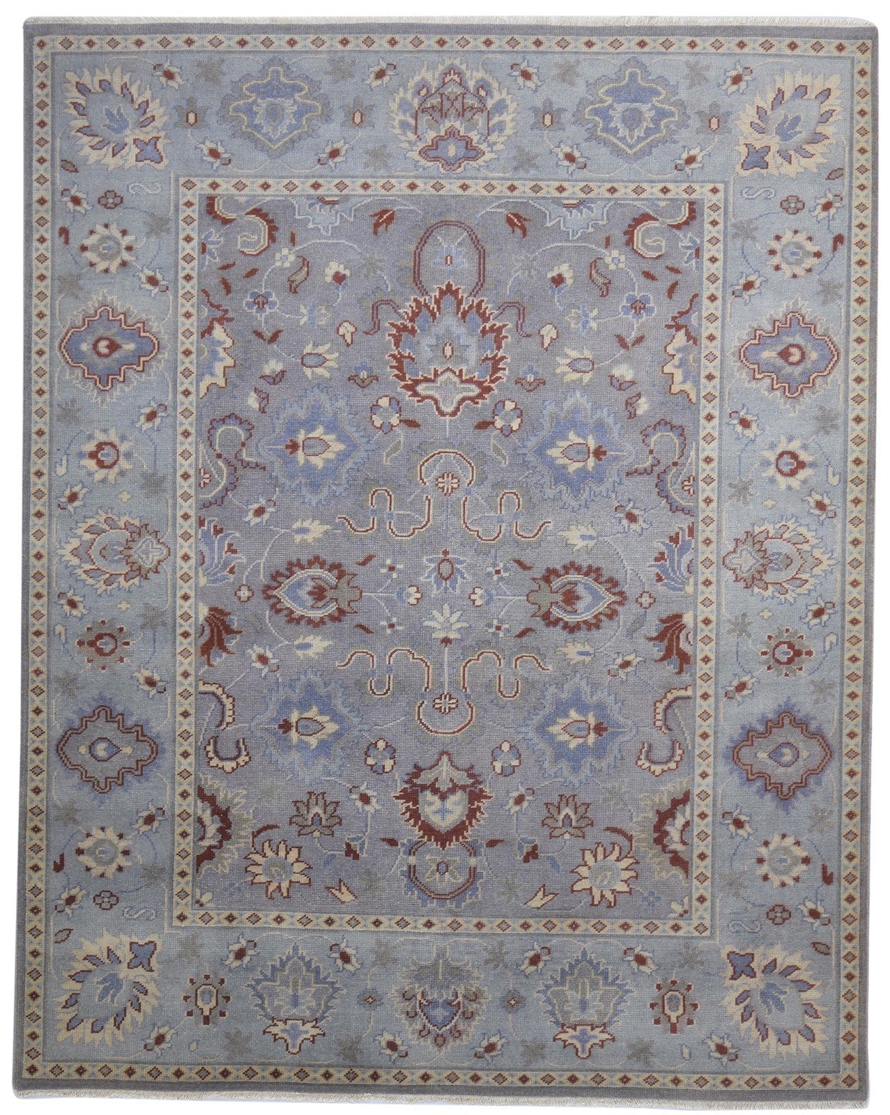 Hand Knotted Grey Wool Rug 8' X 10' Persian Agra Oriental Large Carpet   7864168317077