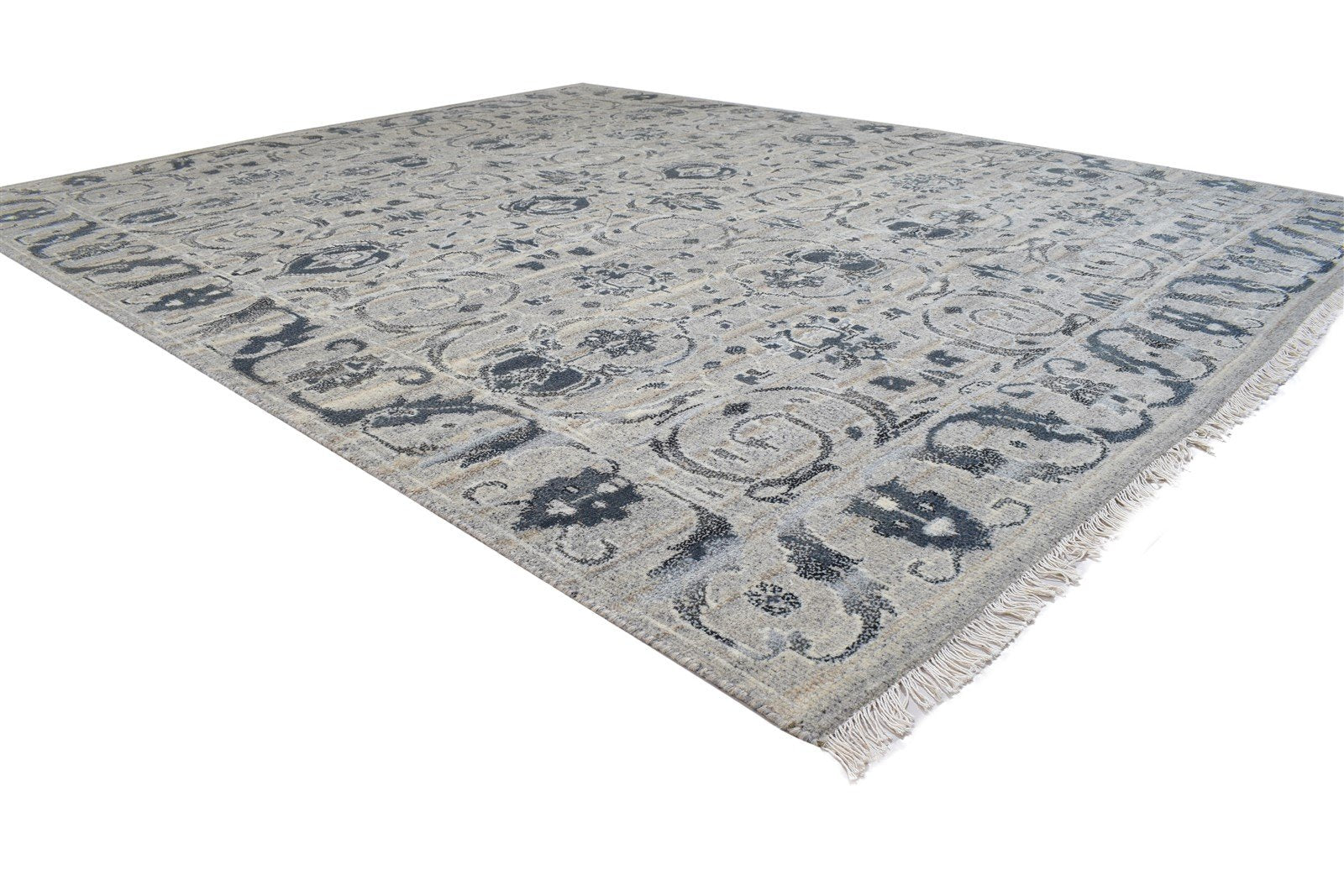 Hand Knotted Grey Wool Rug 8' X 10' Persian Kashan Oriental Large Carpet   7864174968981