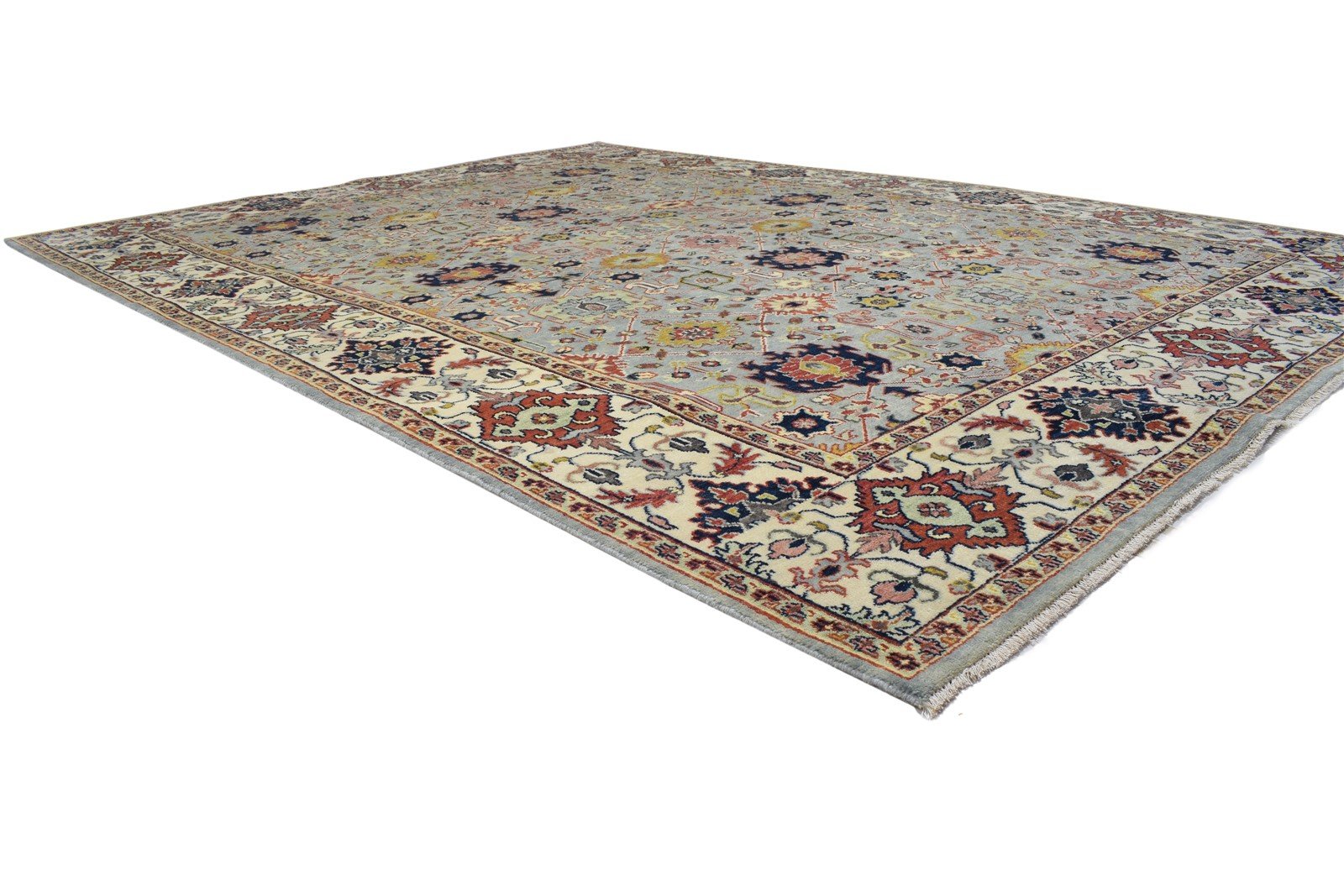 Hand Knotted Grey Wool Rug 9' X 12' Persian Kashan Oriental Large Carpet   7864203182229
