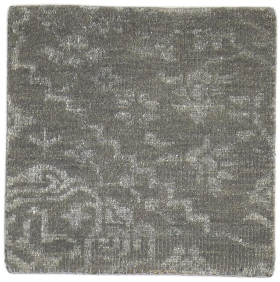 Hand Knotted Grey Wool / Silk Rug 2' X 2' Modern Moroccan Trellis Small Carpet   7864124047509