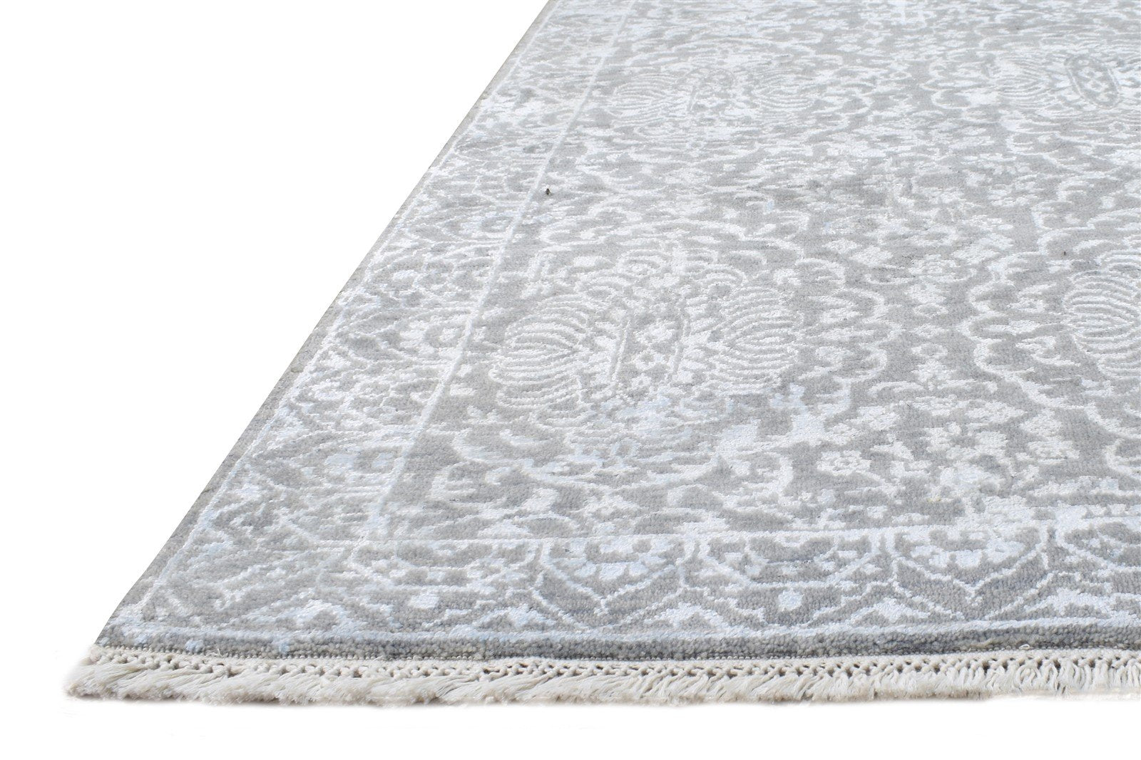 Hand Knotted Grey Wool / Silk Rug 4X6 Modern Oriental Abstract Room Size Carpet   7864592498837