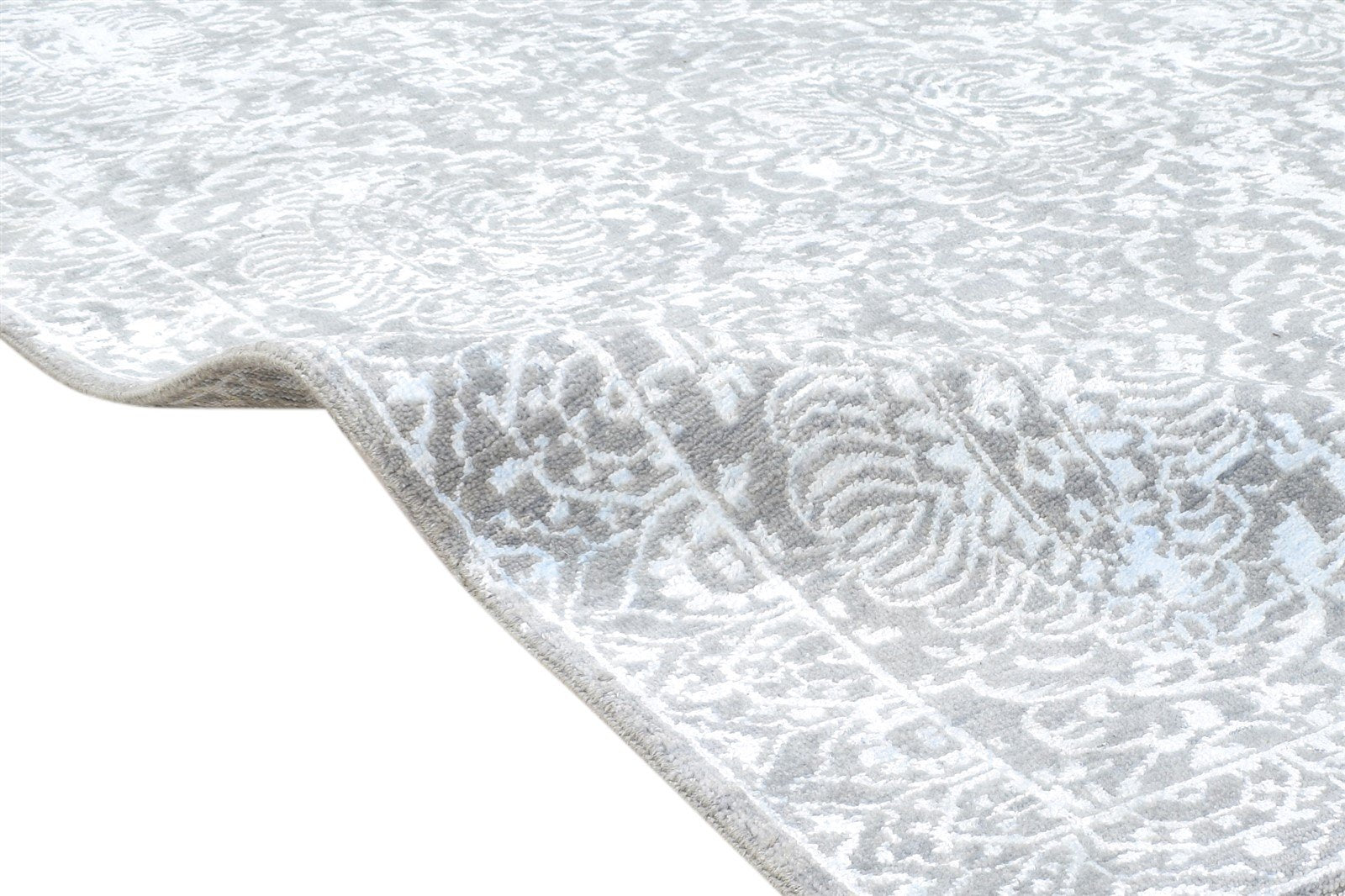 Hand Knotted Grey Wool / Silk Rug 4X6 Modern Oriental Abstract Room Size Carpet   7864592498837