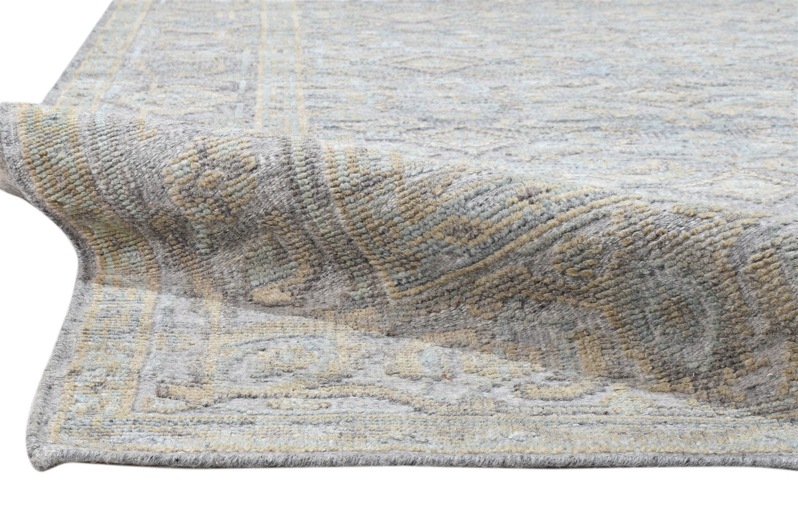 Hand Knotted Grey Wool Silk Rug 5' X 8' Modern Herati Oriental Room Size Carpet   7860675772565