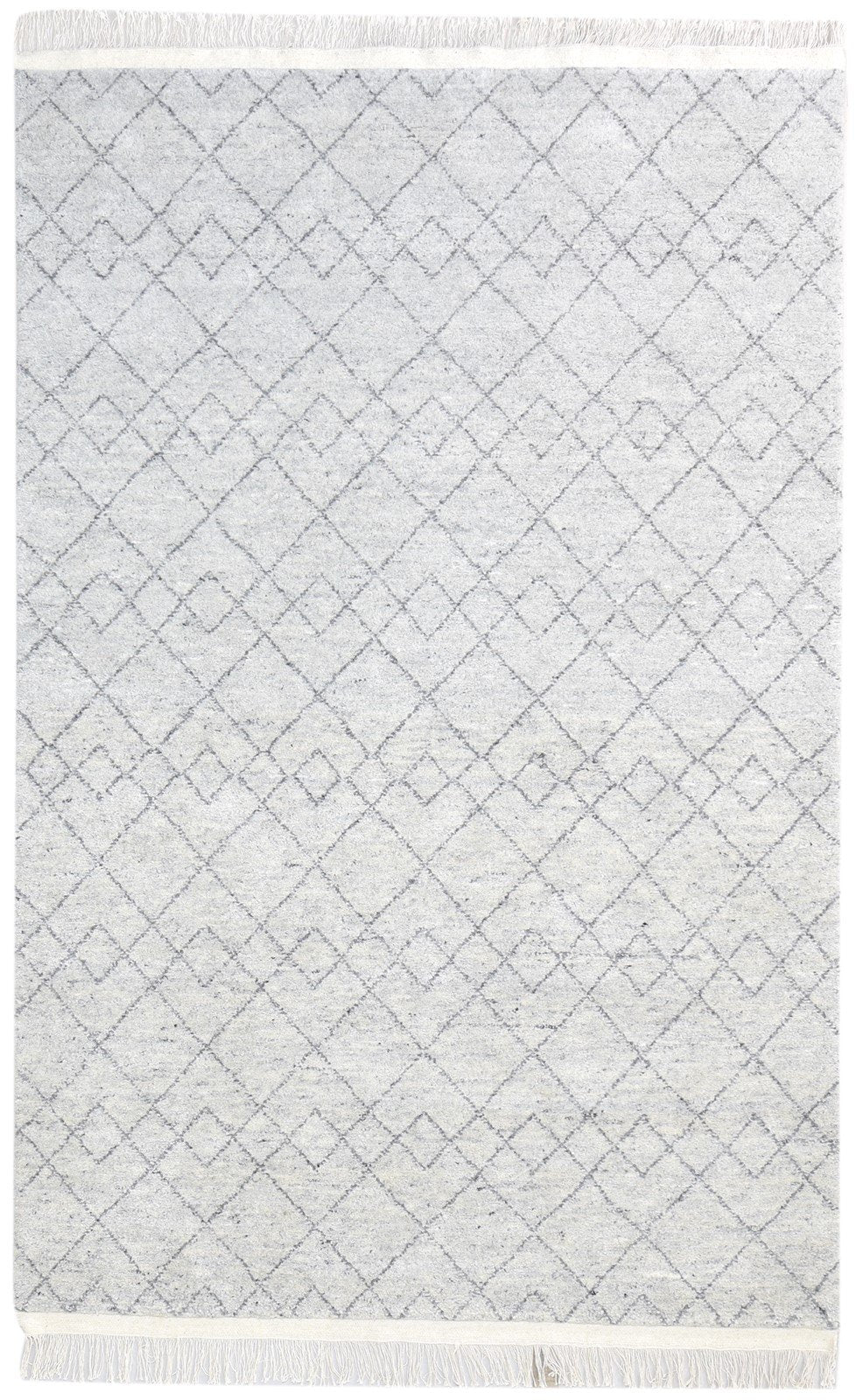 Hand Knotted Grey Wool / Silk Rug 5X8 Modern Moroccan Diamond Room Size Carpet   7865011994773