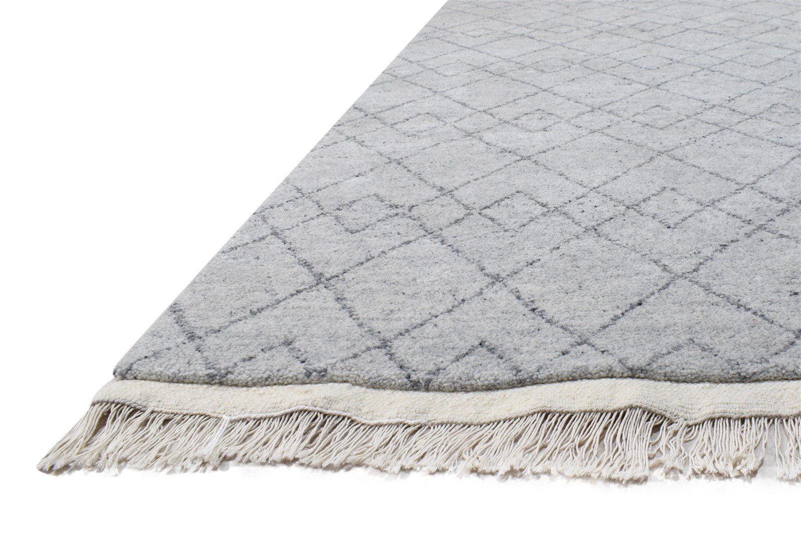 Hand Knotted Grey Wool / Silk Rug 5X8 Modern Moroccan Diamond Room Size Carpet   7865011994773