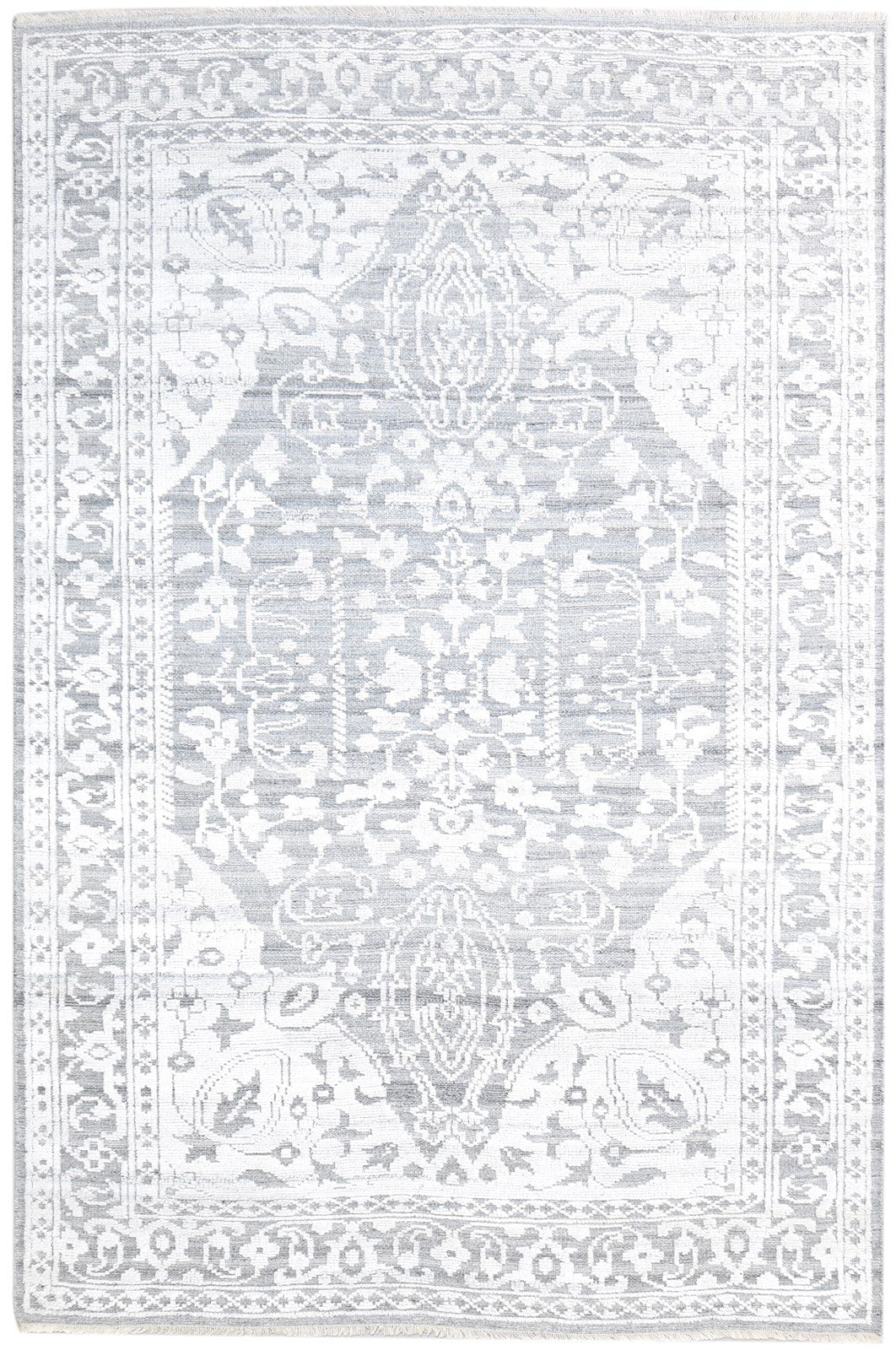 Hand Knotted Grey Wool Silk Rug 6X9 Modern Scandinavian Oriental Room Size   7864626086037