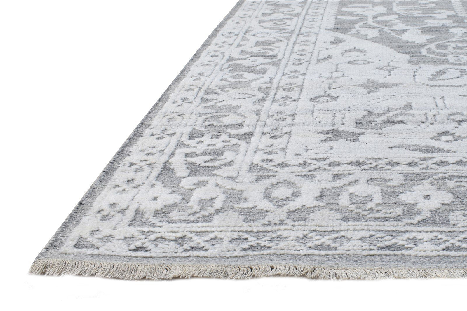 Hand Knotted Grey Wool Silk Rug 6X9 Modern Scandinavian Oriental Room Size   7864626086037