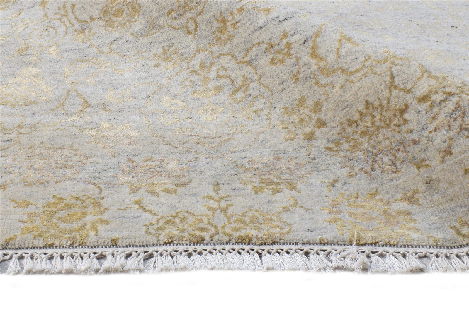 Hand Knotted Grey Wool / Silk Rug 7' X 9' Modern European Abstract Large Carpet   7864608522389