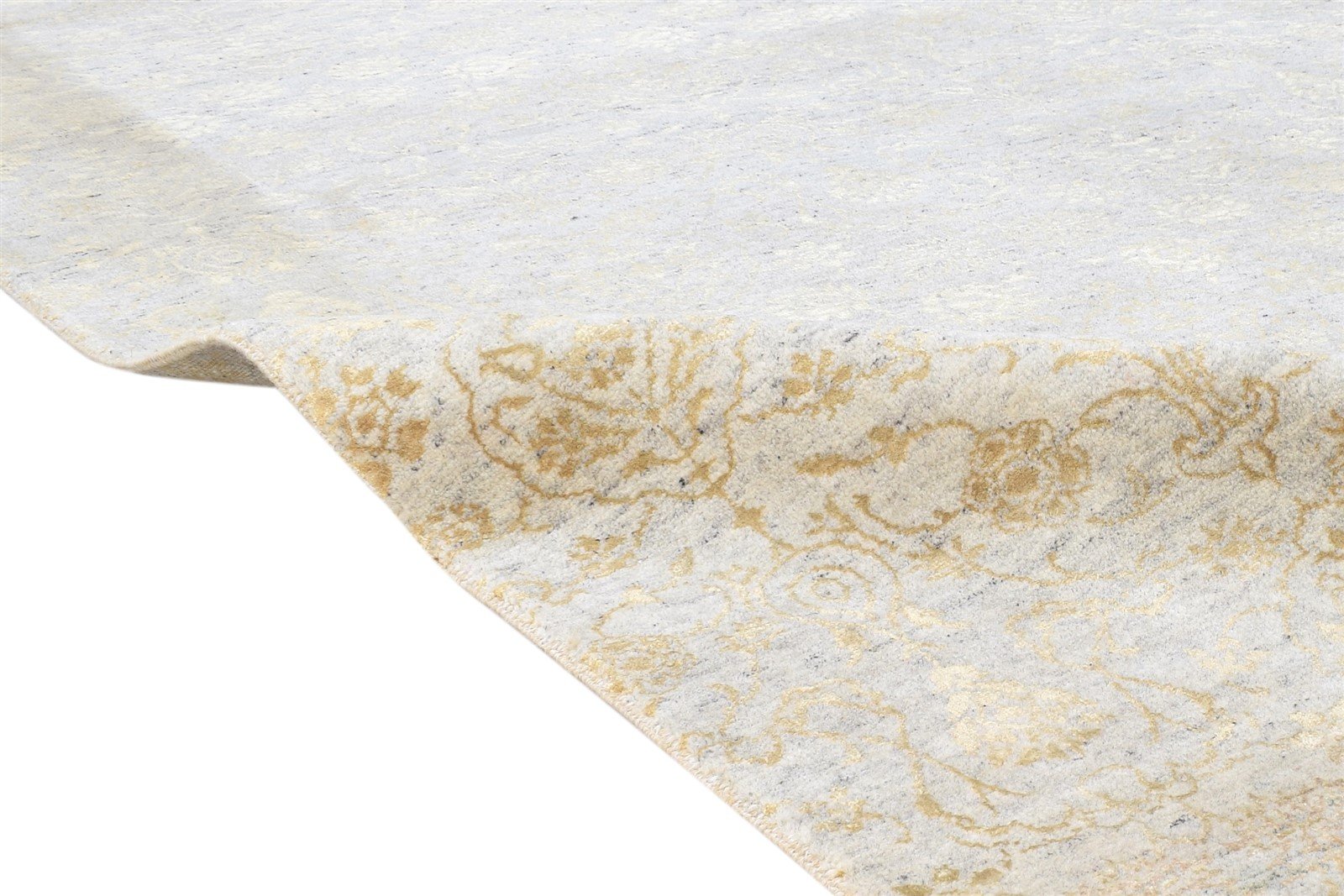 Hand Knotted Grey Wool / Silk Rug 7' X 9' Modern European Abstract Large Carpet   7864608522389