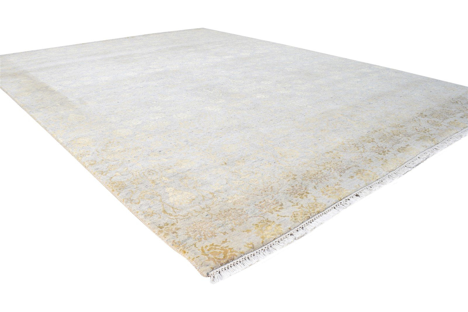 Hand Knotted Grey Wool / Silk Rug 7' X 9' Modern European Abstract Large Carpet   7864608522389