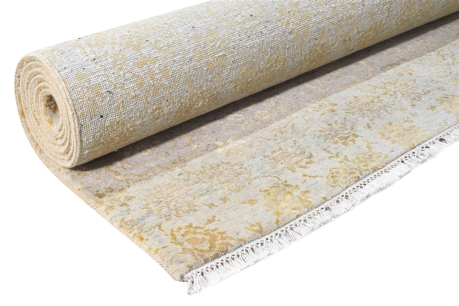 Hand Knotted Grey Wool / Silk Rug 7' X 9' Modern European Abstract Large Carpet   7864608522389