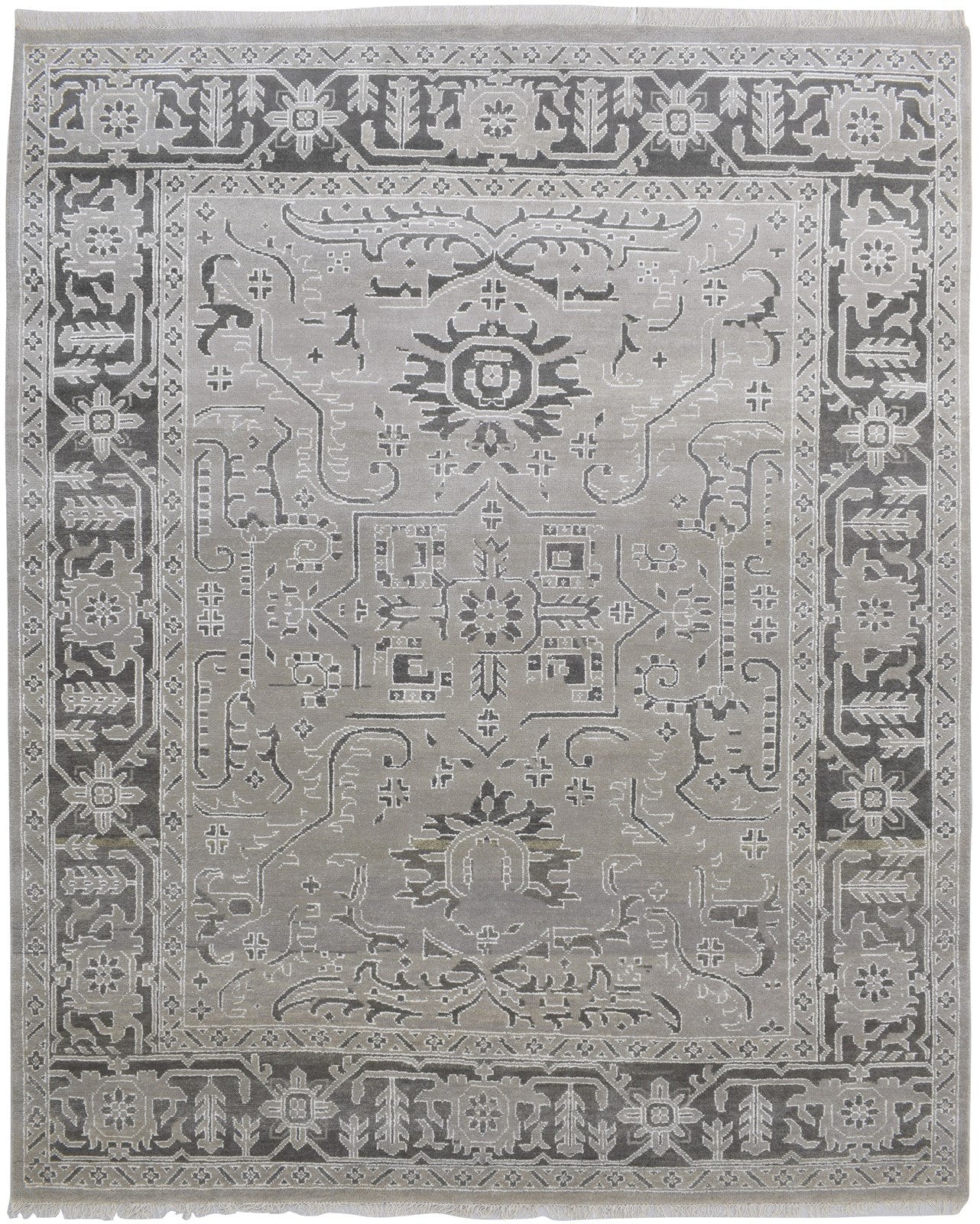 Hand Knotted Grey Wool / Silk Rug 8' X 10' Persian Oushak Oriental Large Carpet   7860695171221