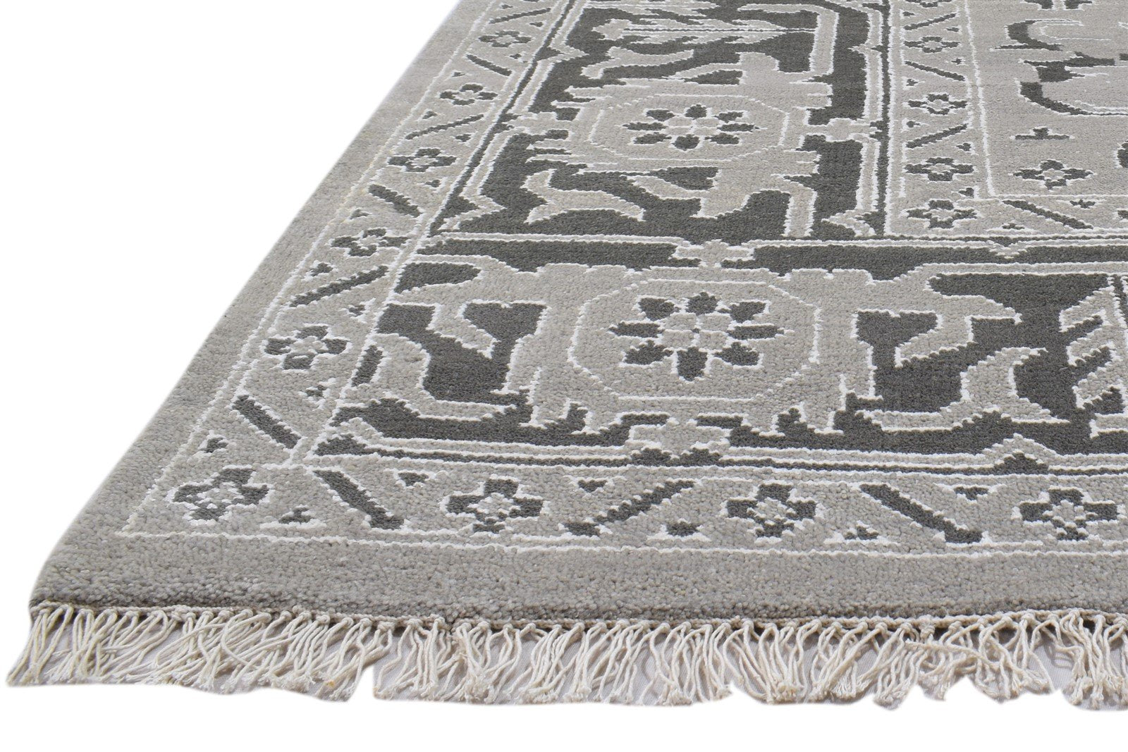 Hand Knotted Grey Wool / Silk Rug 8' X 10' Persian Oushak Oriental Large Carpet   7860695171221
