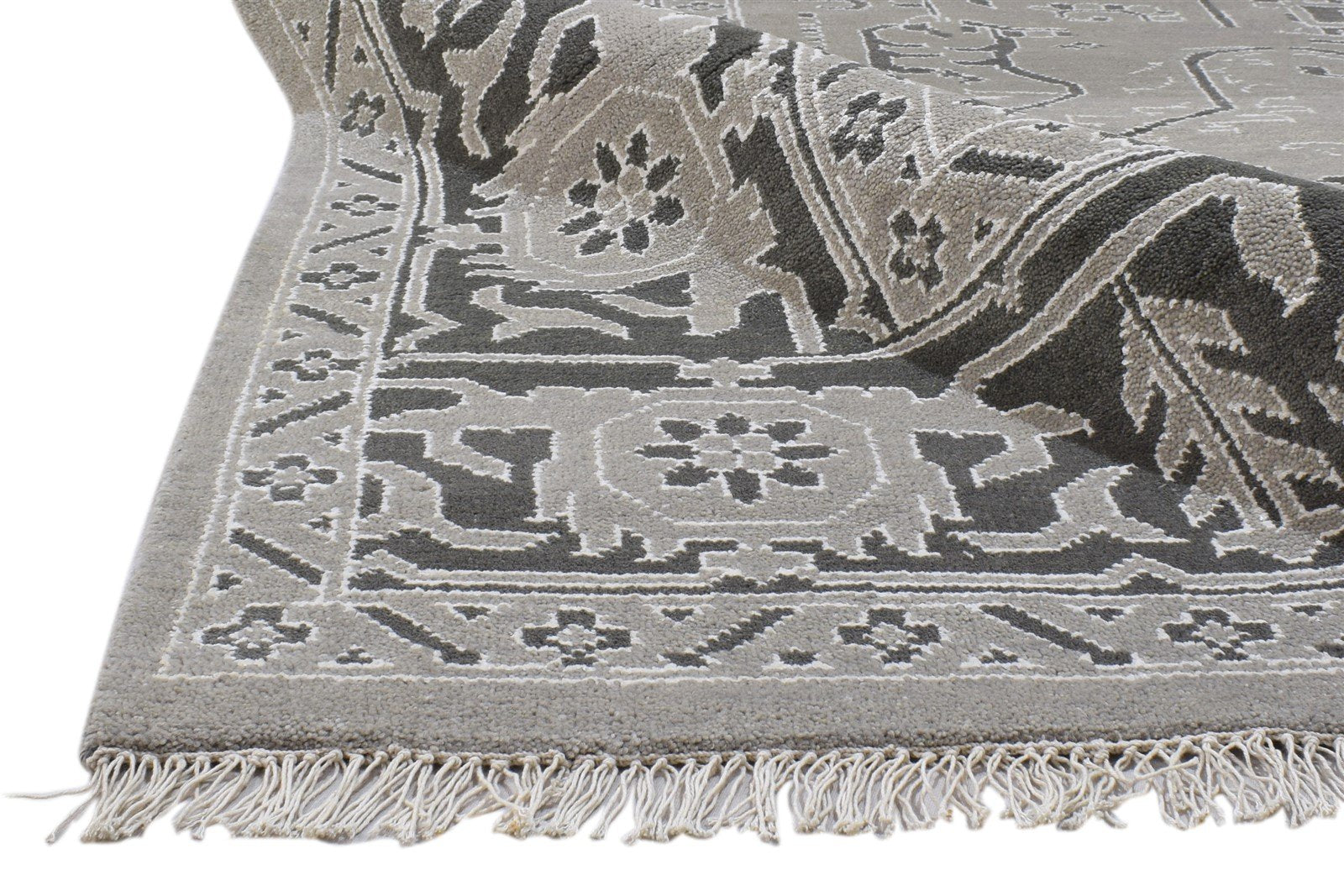 Hand Knotted Grey Wool / Silk Rug 8' X 10' Persian Oushak Oriental Large Carpet   7860695171221