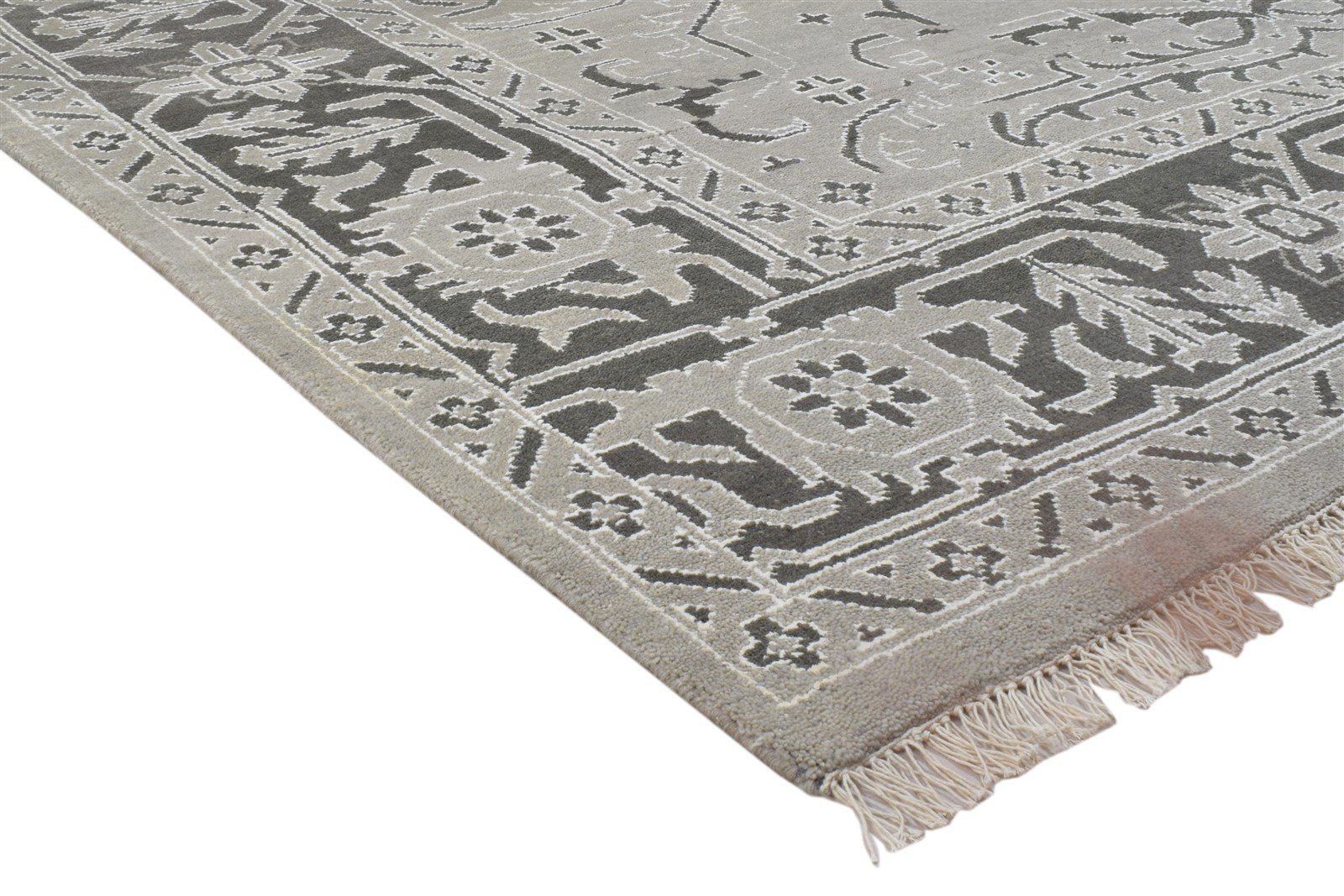 Hand Knotted Grey Wool / Silk Rug 8' X 10' Persian Oushak Oriental Large Carpet   7860695171221