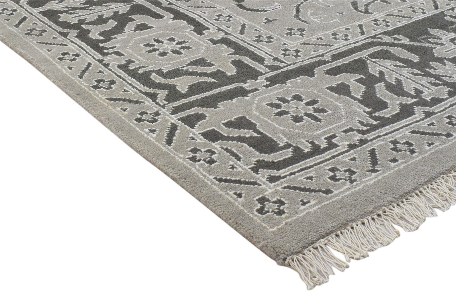 Hand Knotted Grey Wool / Silk Rug 8' X 10' Persian Oushak Oriental Large Carpet   7860695171221