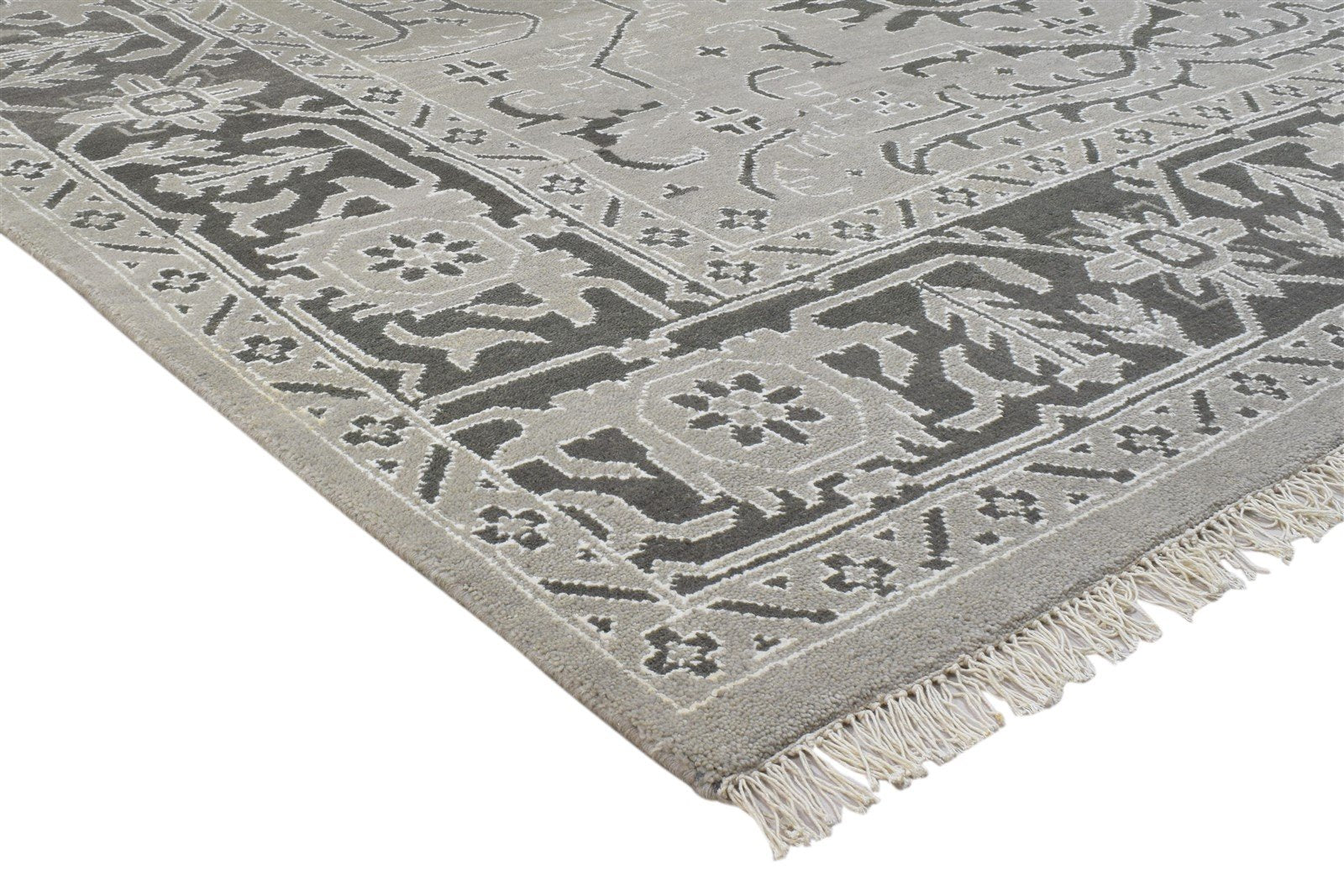 Hand Knotted Grey Wool / Silk Rug 8' X 10' Persian Oushak Oriental Large Carpet   7860695171221
