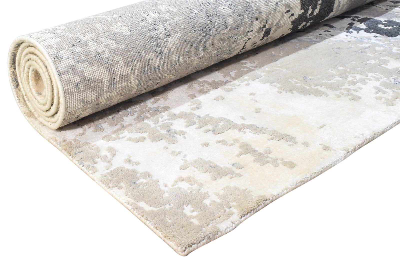 Hand Knotted Grey Wool / Silk Rug 8X10 Modern American Abstract Large Carpet   7865106235541