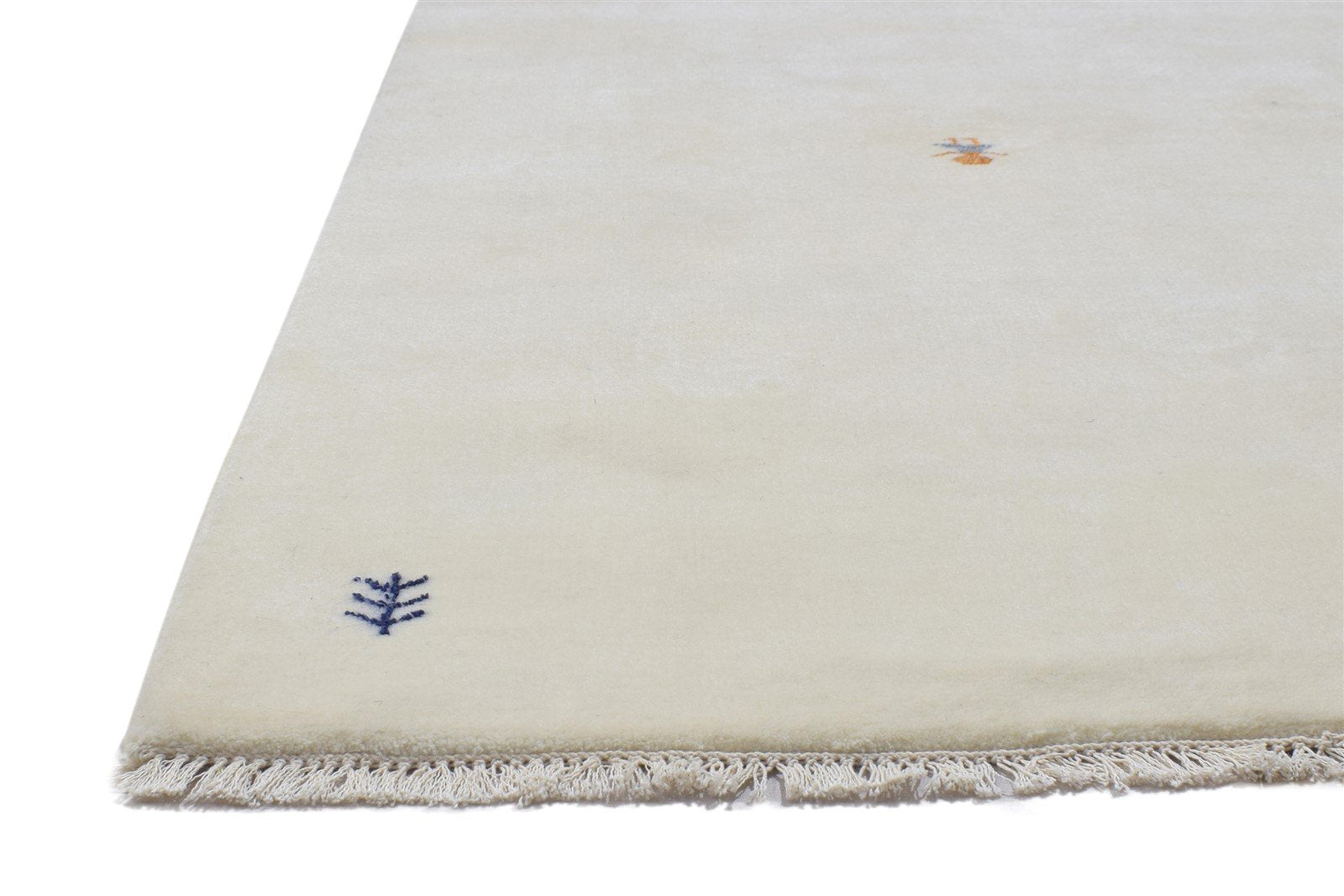 Hand Knotted Ivory Wool Rug 3' X 5' Persian Gabbeh Southwestern Small Carpet   7864199741589