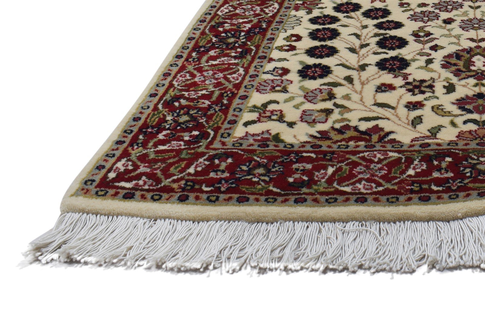 Hand Knotted Ivory Wool Rug 3' X 8' Persian Sarouk-Indian Oriental Small Runner   7864089411733