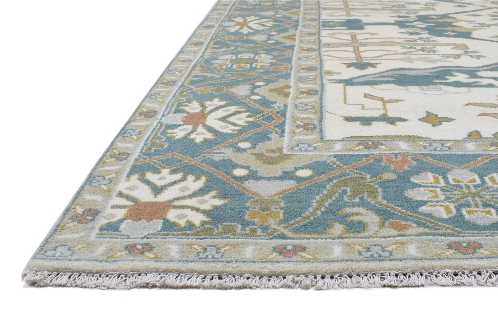 Hand Knotted Ivory Wool Rug 8' X 10' Persian Oushak Oriental Large Carpet   7864324587669