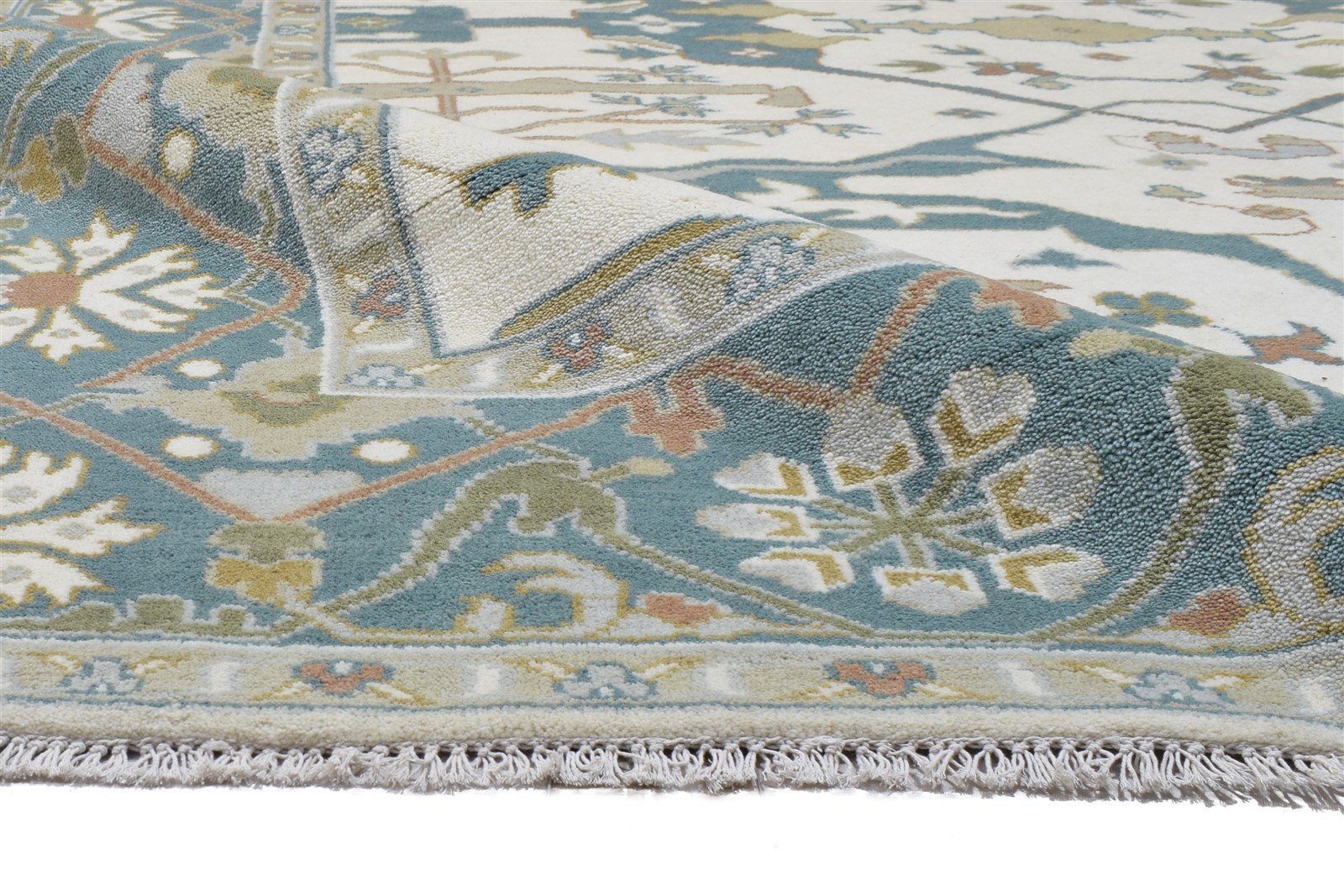 Hand Knotted Ivory Wool Rug 8' X 10' Persian Oushak Oriental Large Carpet   7864324587669