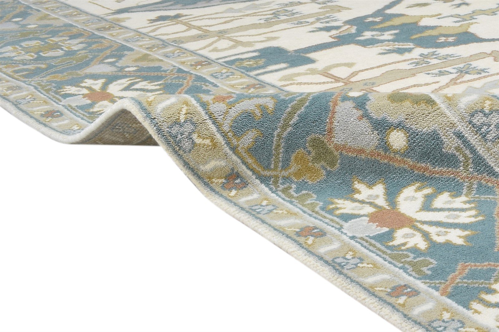 Hand Knotted Ivory Wool Rug 8' X 10' Persian Oushak Oriental Large Carpet   7864324587669