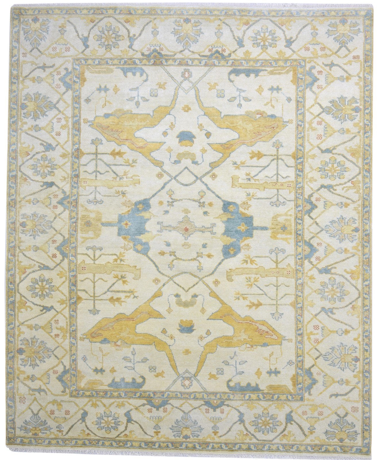 Hand Knotted Ivory Wool Rug 8' X 10' Persian Oushak Oriental Large Carpet   7864182603925
